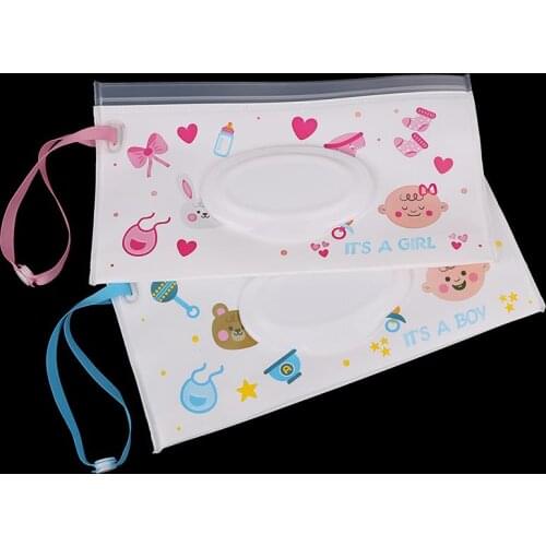 Baby Care Wet Paper Lid Bag Cartoon Travel Wipes Cover Reusable Tissue Organizer For Baby Outdoor Carrying Bags For Stroller Car