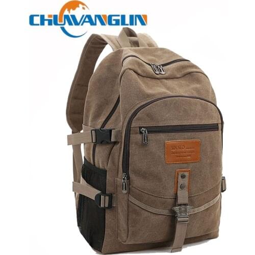 Chuwanglin Men Vintage Canvas Backpack Large Capacity Rucksack Travel Sport Schoolbag Casual Laptop Bag 7151546