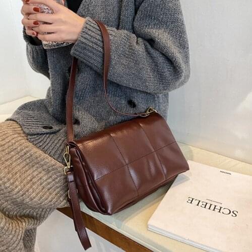 Vintage Square Crossbody bag High quality PU Leather Womens Designer Handbag Shoulder Messenger Bag 2021 Fashion New