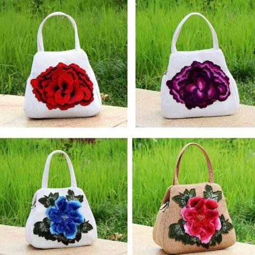 Ethnic style three-dimensional embroidered handbag embroidery ladies special handbag travel leisure portable female bag SP0279