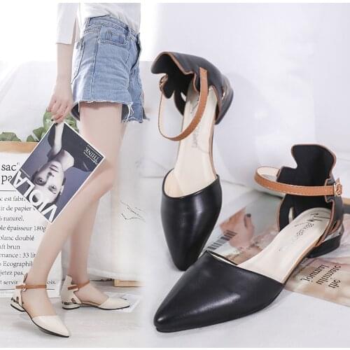 2021 Summer New Fashion Women Elegant Sandals Pointed Closed Toe Heel Cover Square Heel Sandals Dress Shoes Med Heel Shoes Woman