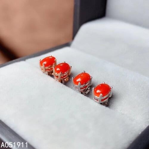 KJJEAXCMY fine jewelry natural red coral 925 sterling silver women earrings new Ear Studs support test luxury