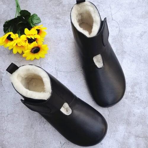 Womens Winter Boots Natural Wool Woman Snow Shoes 100% Genuine Leather Women Ankle Boots Female Footwear