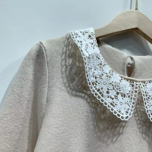 2021 Spring Summer Women Knitwear Ladies Knit Sweater Lace Peter Pan Collar Short Sleeve Slim Jumper Female Tops Slim Ladies