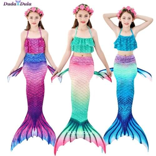 2020 Girls Swimming Mermaid tail With Monofin Flipper Mermaid Costume Cosplay Children Swimsuit Fantasy Beach Bikini 3-10y