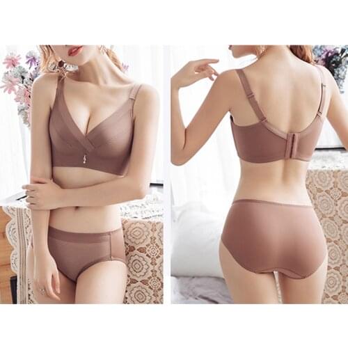 Elovegirl Lace Underwear Women Gather Comfortable And Sexy Adjustable No Steel Ring Bra Thin Large Size Big Breasts Lingerie