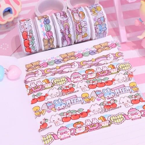 1PC Creative Japan Model flowers Heart Bear Stickers Diary Label Washi Tape Decor Scrapbooking DIY Stickers for kids