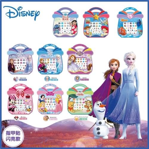 5 Pcs Disney Frozen 2 Nail Stickers Toys Elsa Anna Princess Mickey Minnie Mouse Stitch Makeup Toys Sticker for Girls Kids Gifts