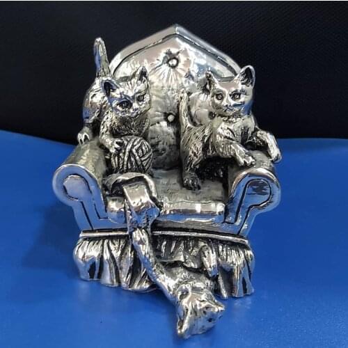 925 Sterling Silver Plated CATS ON THE SOFA