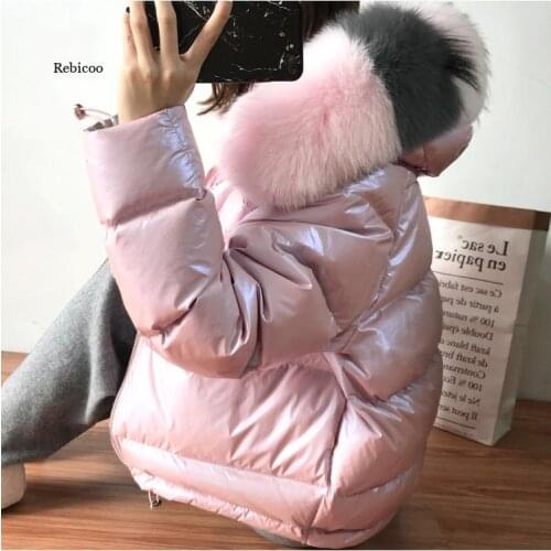Brand Winter Women Fox big fur collar Jacket Korea Down cotton Loose Thick Short Outerwear Parkas Female Hooded Coats