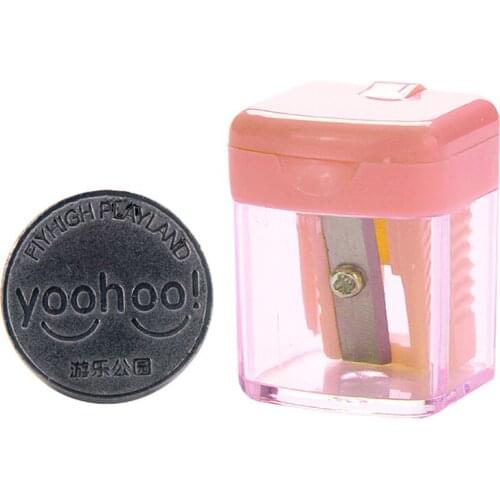 Colorful Compact Plastic Pencil Sharpener with Clear Debris Holder & Lid Single Hole Manual Pencil Eyebrow Pencil Sharpener