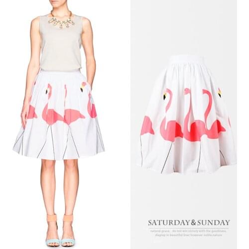 LEO&LIN Retro White Big Flamingos Printed Cotton high-density Stretch Poplin Patchwork Cotton Fabric Tissus 50cm