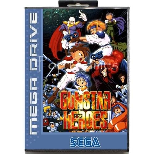 Gunstar Heroes 2 with Box for 16 bit Sega MD Game Card for Mega Drive for Genesis Video Console