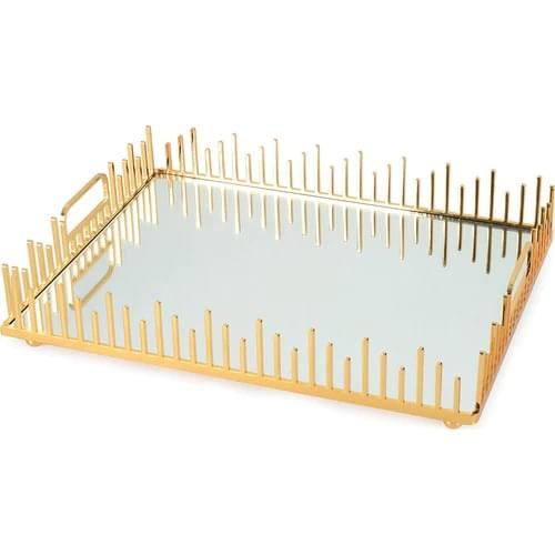 Laser Tray 30 * 40 cm Gold Color Presentation Tray Presentation Tray Aid Mubarak Decoration Ramadan Kareem Home Accessory