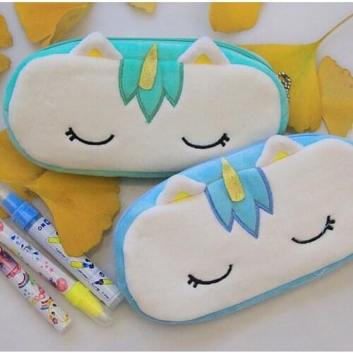 Cute cartoon pencil case plush unicorn stationery bag creative learning stationery pencil case storage bag