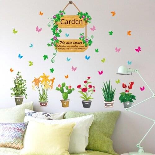 Potted plant wall sticker PVC Material DIY bonsai wall decals for Living room Glass window childrens room bedroom decor sticker