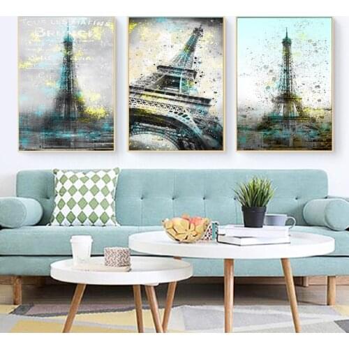 Nordic Modern Watercolor Eiffel Tower Light Luxury Canvas Painting Poster Wall Art Prints Home Art Decoration