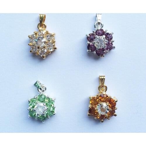 Sampling 8pcs mix flower charms pendants for necklace and bracelet.pave loose charms beads jewelry for designer Expired