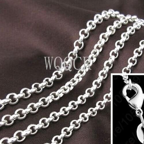 Wholesale 1PCS Of Bulk 925 Embossed Silver 2.3MM " Pearl Cross "Chain 16",18" ,20",22",24",26",28",30Inches Applicable Pendant