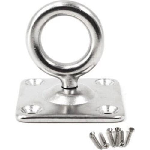 Hot 2Pcs Square Swivel Pad Eye Rotatable Ceiling Hook Wall Mounted Hook Stainless Steel Eye Pad Plate For Yoga Swings Hammock (W