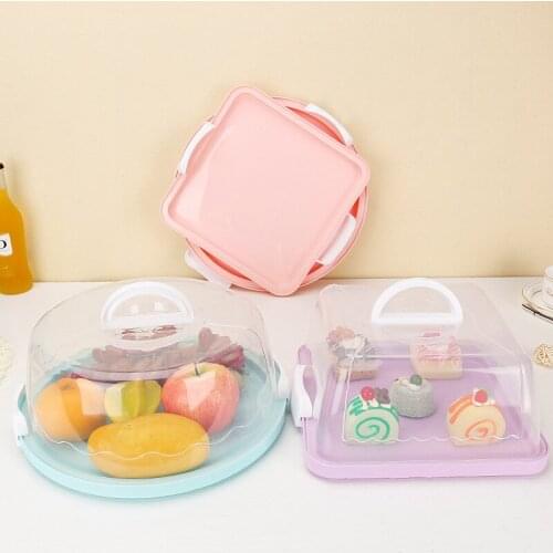 Portable plastic round cake container dessert container box cake carrier server storage box tray kitchen tools JU32620