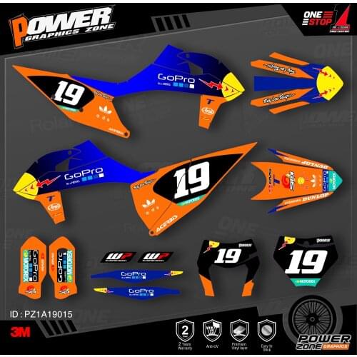 PowerZone Custom Team Graphics Backgrounds Decals 3M Stickers Kit For KTM SX SXF MX 19-20 EXC XCW Enduro 20-N 125 to 500cc 15