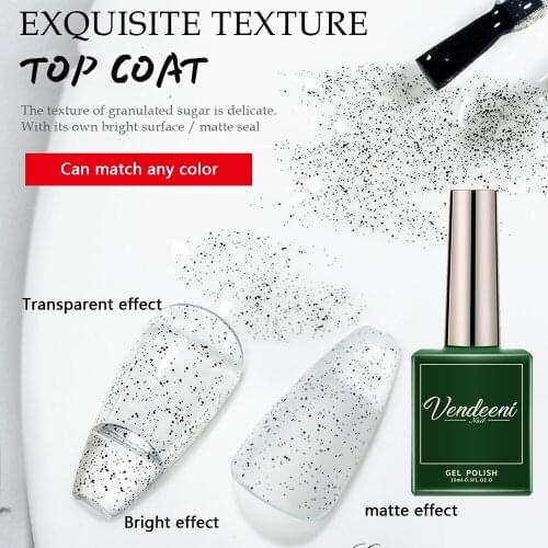 Vendeeni 15ml Sugar Top Coat Gel Nail Polish Long Lasting UV LED Nails Art Manicure Soak off Nail Gel Polish Match Any Color