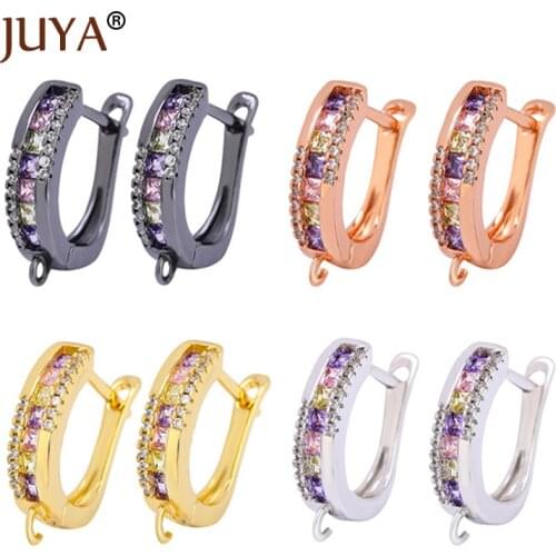JUYA Zircon Earrings DIY Clasps Hooks for Woman Hoop Earrings Jewelry Making Accessories Fashion Design Hand Made Earrings Hooks