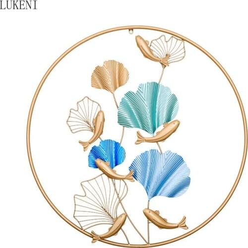 Nordic Wrought Iron Ginkgo Wall Hanging Restaurant Corridor Wall Hanging Creative Light Luxury Metal Decoration Wall Decoration