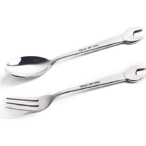 Stainless Steel Dinnerware Portable Printed Stainless Steel Spoon Fork Set Travel Cutlery Kitchen Accessories Bar Outdoor Tools