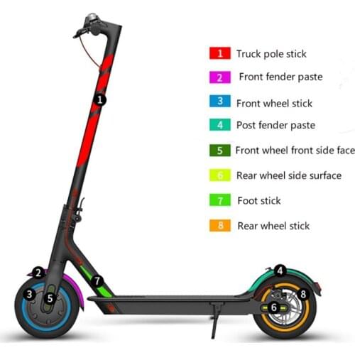 Scooter Reflective Stickers Front Rear Wheel Tyre Protective Covers Electric Scooter Parts Safety Warning Strip For Xiaomi M365