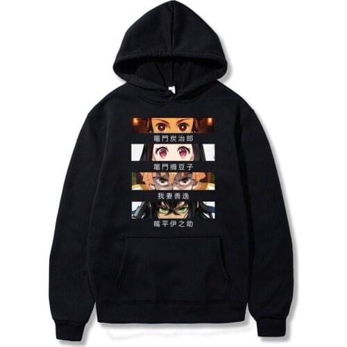 Anime Demon Slayer Tanjirou Nezuko Zenitsu Inosuke Super Cool Eyes Print Pattern Men Women Spring Hipster Sweatshirt Hoodies