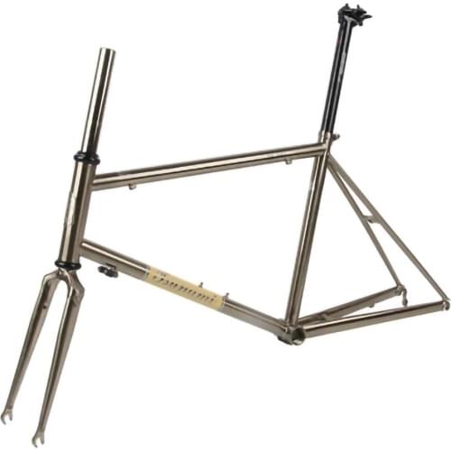 TSUNAMI Angel 451 Chrome Frame Fork Heat Treatment Steel Road Bike CR-MO 4130 Frameset Classic Silver