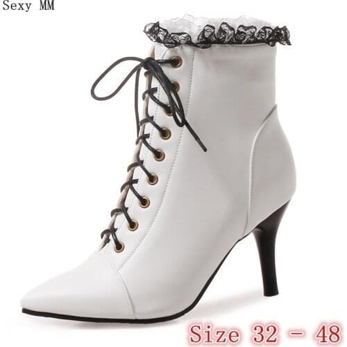 Spring Autumn Women Ankle Boots High Heel Shoes Woman Short Boots High Heels Small Plus Size 32 33 - 40 41 42 43 44 45 46 47 48