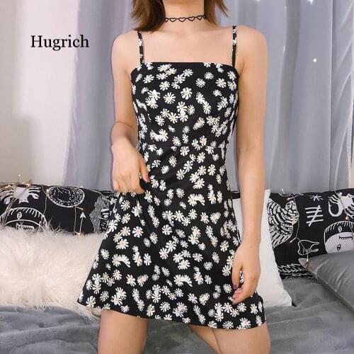 Sexy Dress Women Summer Fashion Daisy Dresses Spaghetti Strap Above Knee Chiffon Plus Size Vestidos Casual Midi Dress