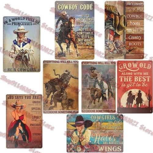 Cowgirl Tin Sign Cowgirl In A World Full Of Princesses Vintage Sign for Garage Bar Coffee Shop