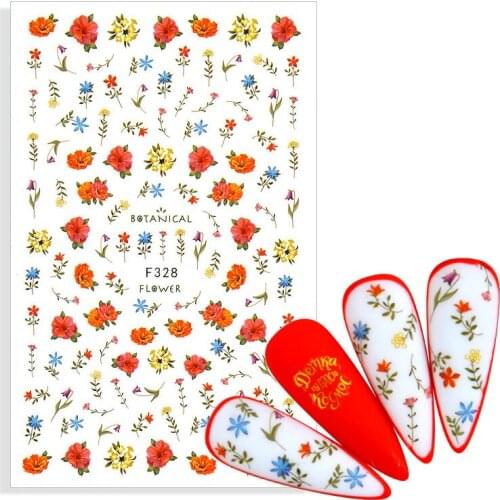 1 Sheet 3D Nail Sticker Flower Leaves Slider Transfer Nail Stickers Nail Art DIY Transfer Sticker Decals Decoration