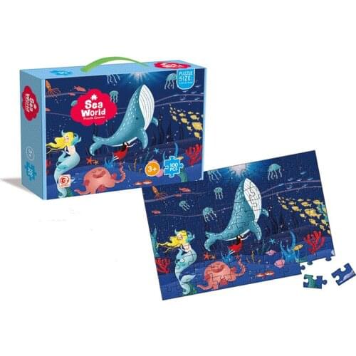 100 Piece Creative Baby Toys Paper 3D Jigsaw Puzzle Sea World Dolphin Shaped Puzzle Set Childrens Educational Toys