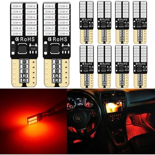10x Red T10 W5W Led Bulb 194 168 Car Interior Light Parking Lamp For Toyota Camry CHR Auris Hilux Prius Celica Ipsum Verso Wish