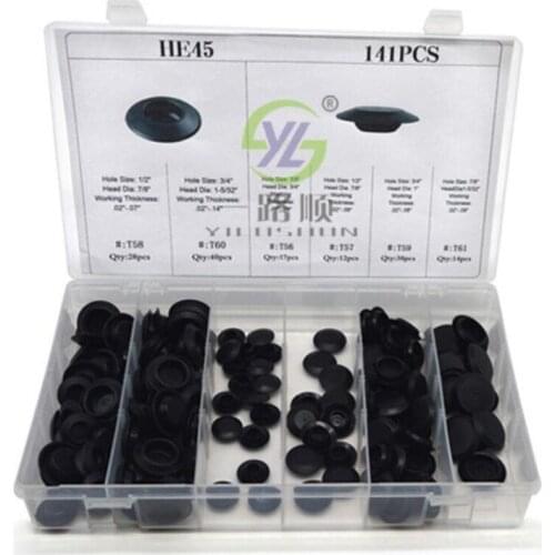 141Pcs Car Flush Mount Plastic Hole Plug Assortment Kit Body Sheet Metal Fastener Clip Fit For VW Ford Kia Mazda Toyota HE45