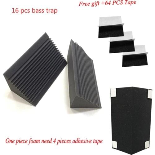 16 PCS Bass Trap Acoustic For Corner Wall Studio Room Soundproof Foam with Adhesive