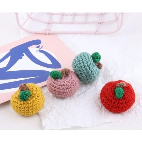 2pcs Korean cute Women sweet Earrings Wool Woven Fruit Earrings for Girls Apple pendant Bag/hair Accessories Diy Jewelry Finding