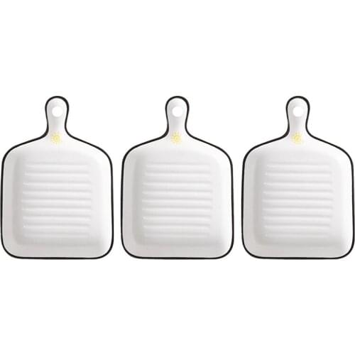 3 Pcs Ceramic Bakeware Black Top Painted Ceramic Single Handle Dinner Plate Ceramic Bakeware Bakeware