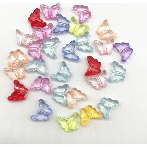 30pcs 16mm Acrylic Butterfly Beads Loose Spacer Beads for Jewelry Making DIY Handmade Accessories (Hole:2.0mm)