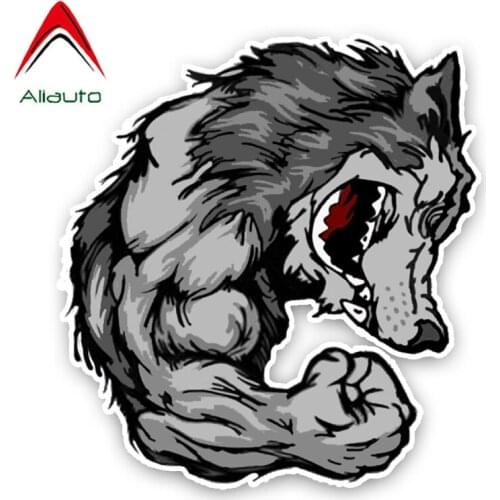 Aliauto Fashion Car Sticker Personality Angry Muscle Wolf Motorbike Decals Colored Cartoon PVC Decoration Graphic,14cm*13cm