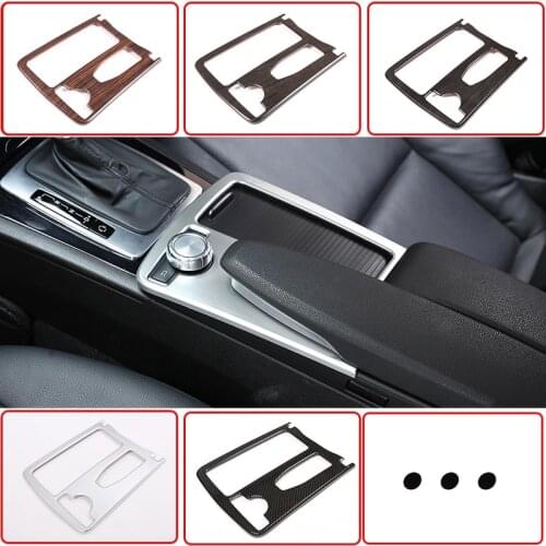Car Chrome Central Console Cup Holder Frame Panel Decorative Sticker Trim For Mercedes Benz C E Class W204 C207 W212 Accessories
