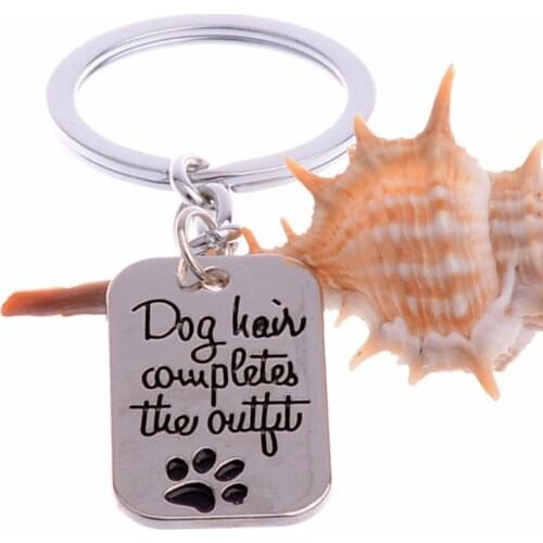 Bespmosp 12PC/Lot Dog Hair Completes The Outfit Dog Paws Trendy Pendant Keychain Jewelry Tag Charm Keyring Gifts Lover Jewelry