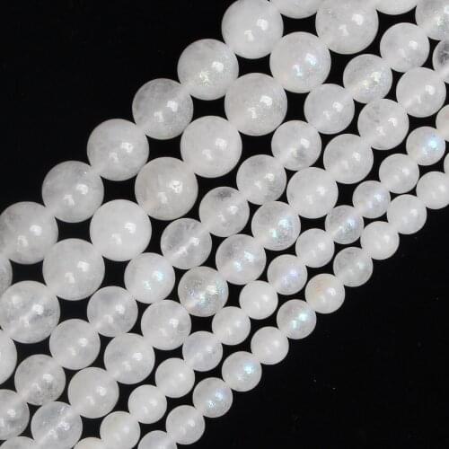 6/10mm Natural Stone Beads Round Smooth White Moonlight Stone Beads For Jewelry Making DIY Charm Bracelet Necklace Handmade