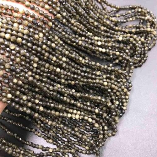 Natural gold obsidian beads 2 3mm Micro stone Beads Section Loose Beads gold black obsidian spacer gem bead jewelry making gifts