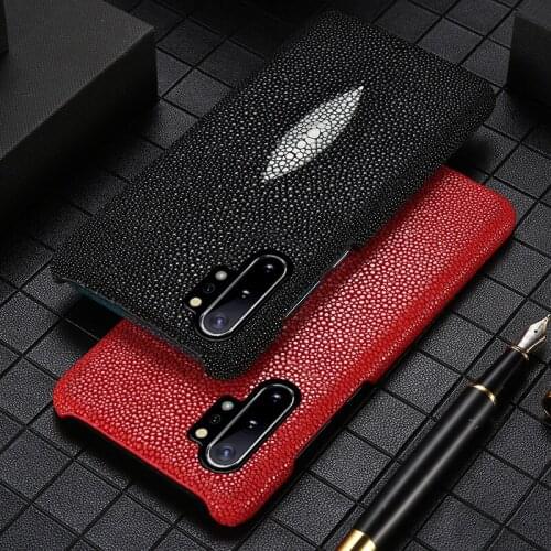 Genuine Leather natural Pearl gourami phone case for Samsung S20 A50 A70 A60 note 10 9 8 S10plus S10 S9 S8 A9 A8 J7 Luxury Cover